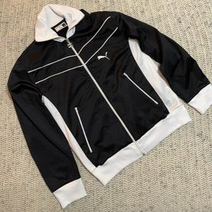 Puma Women's Black and White Jacket with Zippered Pockets Size S